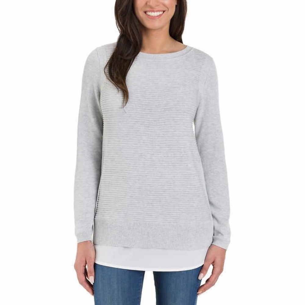 Hilary Radley Light Gray Tunic Sweater - Size M
